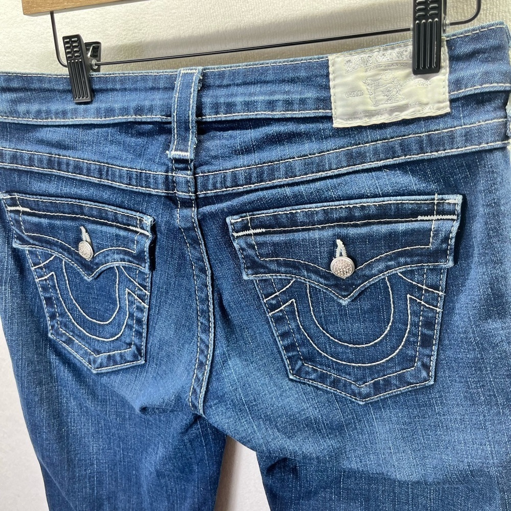 True Religion‎ Straight Leg Jeans Womens 29 Waist Stretch Blue Denim Cute 2132 - Picture 11 of 13
